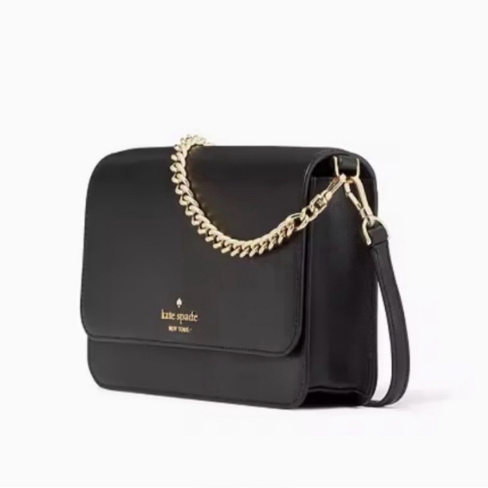 Kate Spade Black Crossbody Bag with Gold Chain